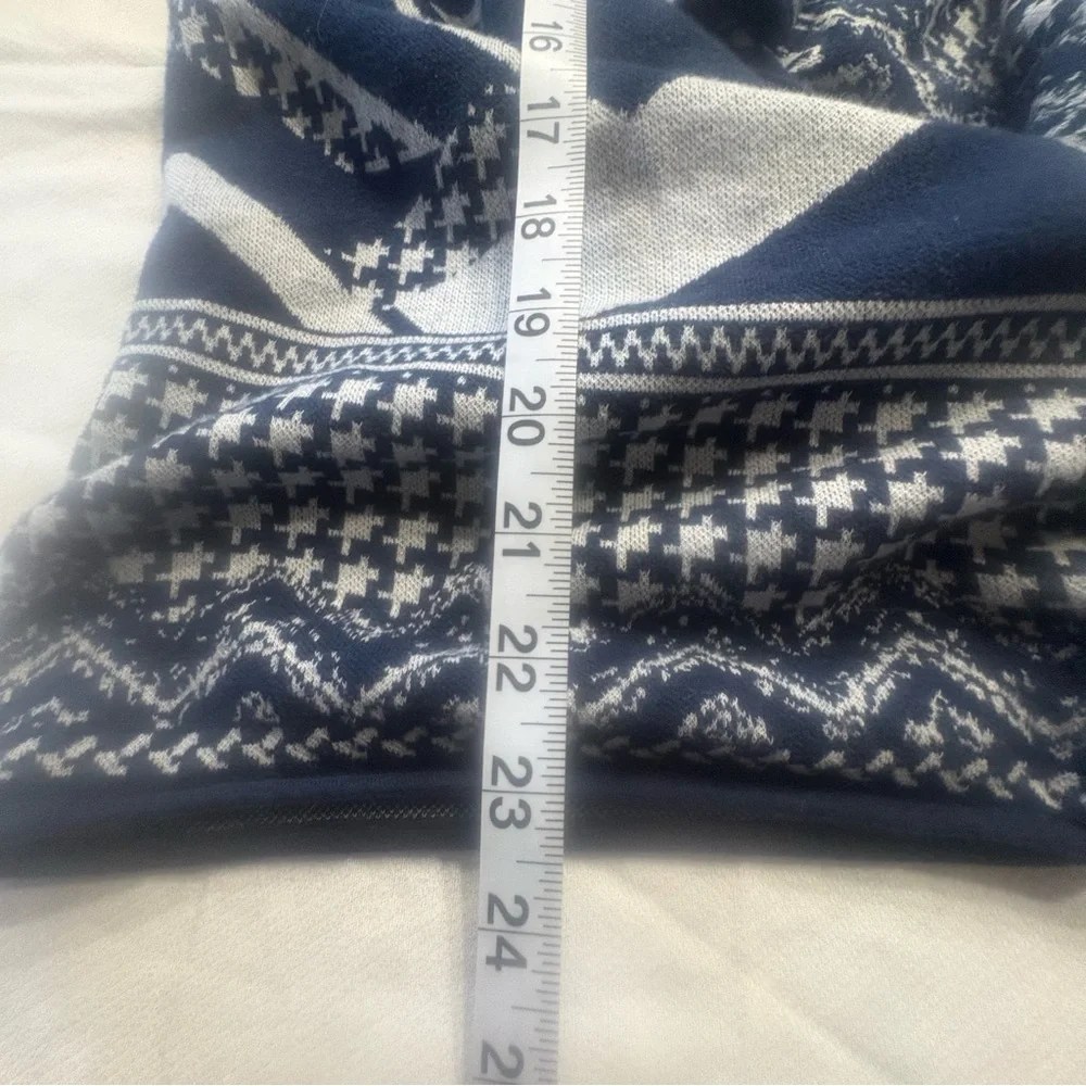 Dana Buchman Navy Cream Geometric Open Front Cardigan Small